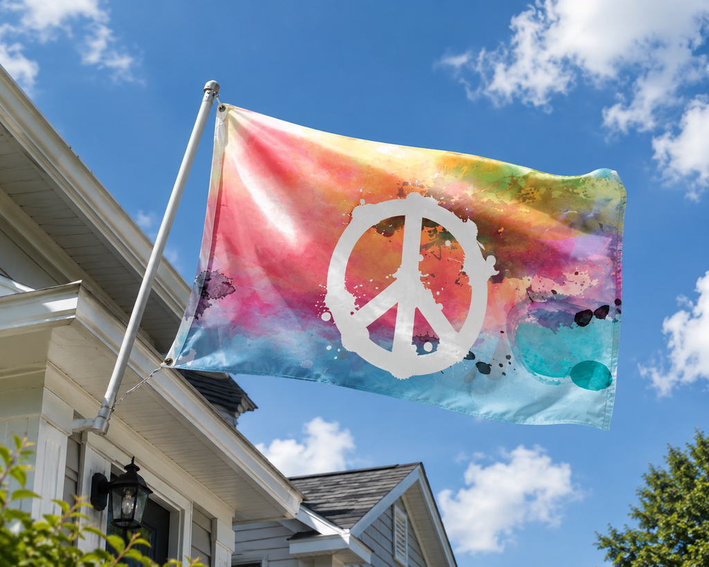 Peace Sign Flag - Unique Design Print 4 & High Quality Materials Outdoor Yard Banner