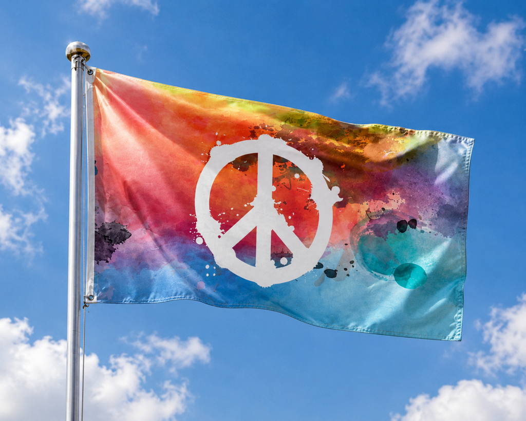 Peace Sign Flag - Unique Design Print 4 & High Quality Materials Outdoor Yard Banner