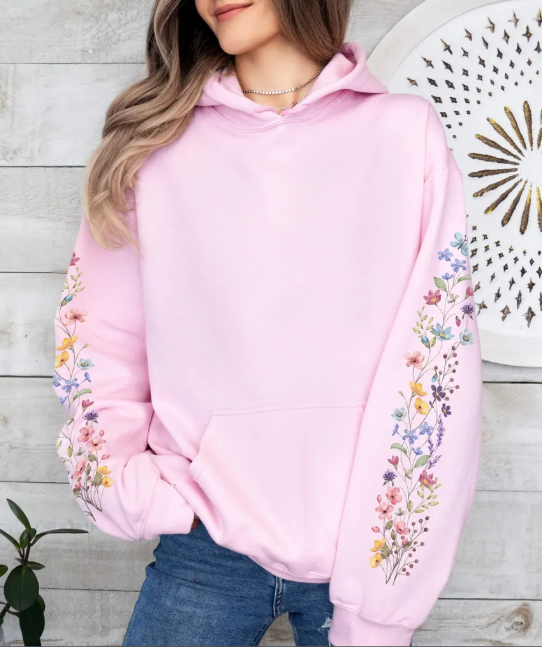 Wildflower Sleeve Design Hoodie