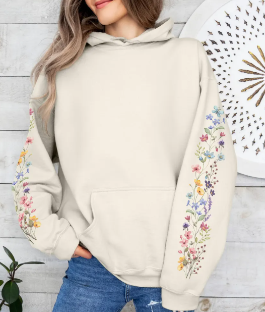 Wildflower Sleeve Design Hoodie