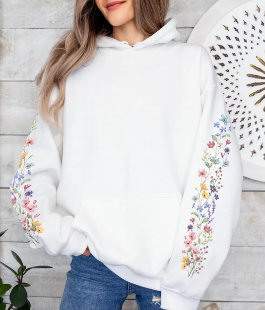 Wildflower Sleeve Design Hoodie