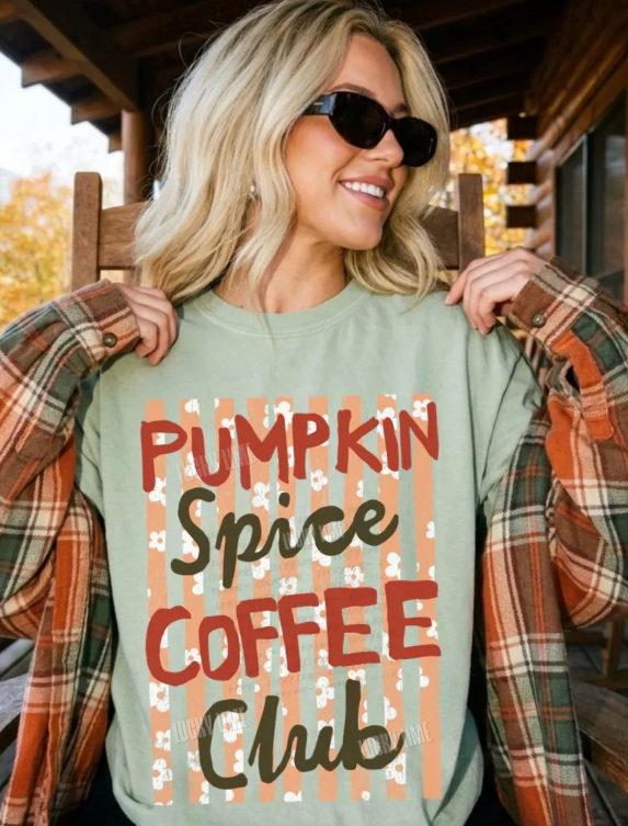 Pumpkin Spice Coffee Club Shirt - Preppy Fall Tee & Cozy Pumpkin Season Women's Graphic T-Shirt