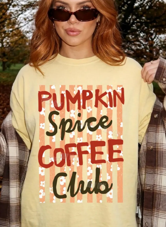 Pumpkin Spice Coffee Club Shirt - Preppy Fall Tee & Cozy Pumpkin Season Women's Graphic T-Shirt