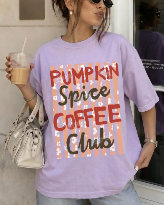 Pumpkin Spice Coffee Club Shirt - Preppy Fall Tee & Cozy Pumpkin Season Women's Graphic T-Shirt