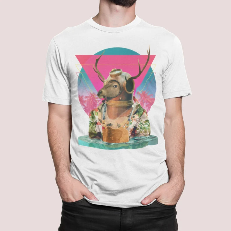 Funny Deer Men's T-shirt - Bella Canvas Cotton Animal Print Tee & Hunting Humor Gift