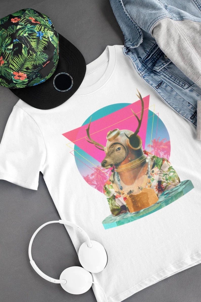 Funny Deer Men's T-shirt - Bella Canvas Cotton Animal Print Tee & Hunting Humor Gift
