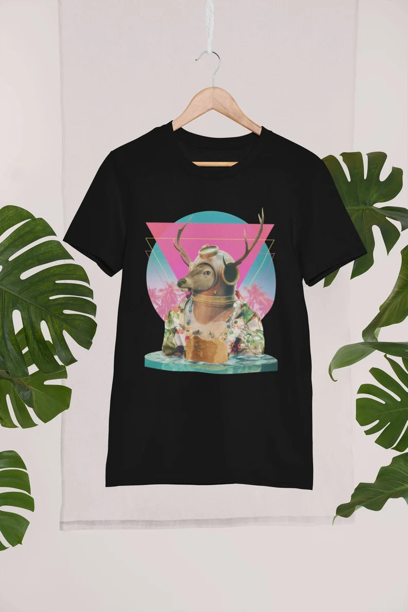 Funny Deer Men's T-shirt - Bella Canvas Cotton Animal Print Tee & Hunting Humor Gift