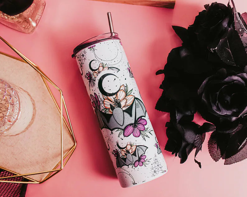 Halloween Insulated Tumbler Cup - Stainless Steel Goth Tumbler & Spooky Season Travel Mug
