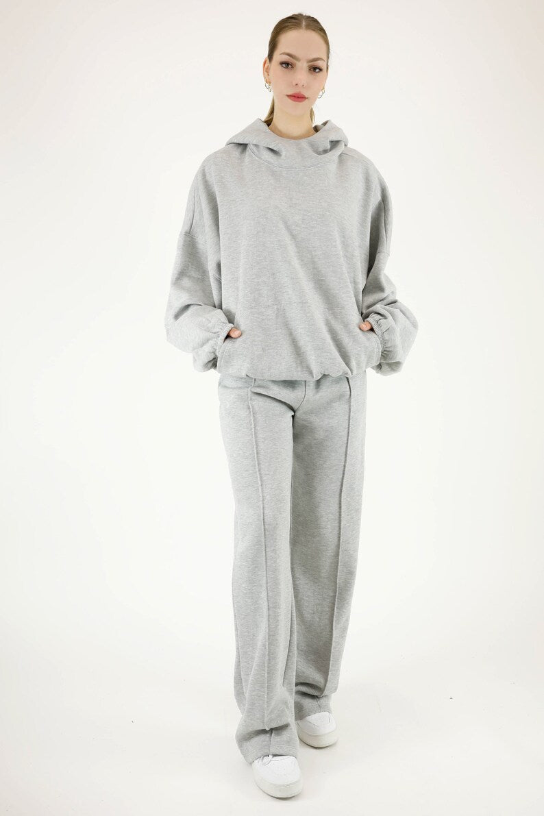 Unisex High Neck Fleece Pullover Hoodie