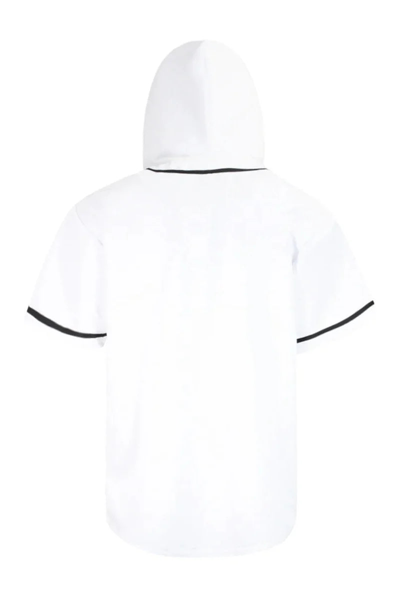 Men's Hooded Baseball Jersey - Button Down Hooded Shirt & Athletic Streetwear Activewear