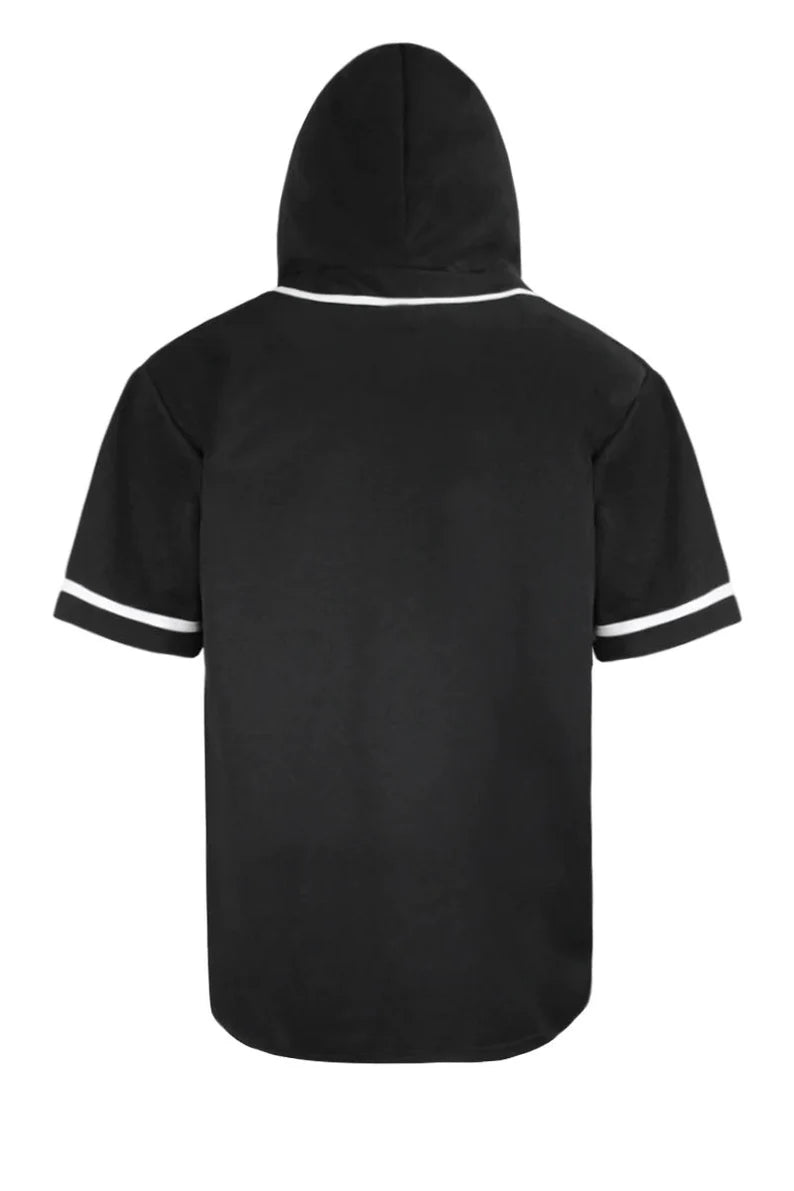 Men's Hooded Baseball Jersey - Button Down Hooded Shirt & Athletic Streetwear Activewear