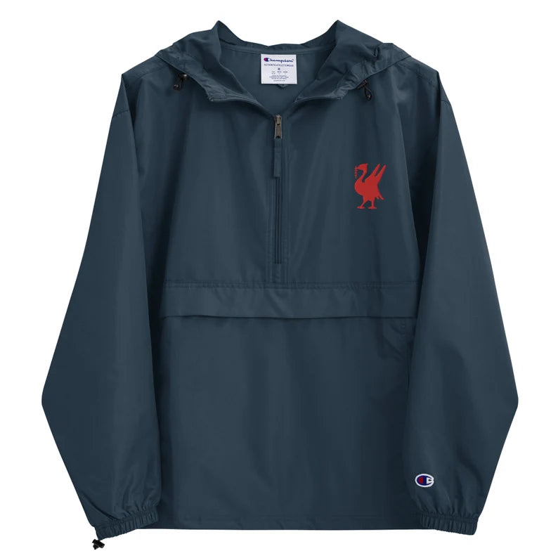 Liverbird Liverpool Packable Jacket - Embroidered Champion Half-Zip Anorak & Wind resistant Outerwear