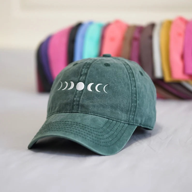 Moon Phase Embroidered Baseball Caps - Constellation Unisex Hat & Celestial Astronomy Sun Cap
