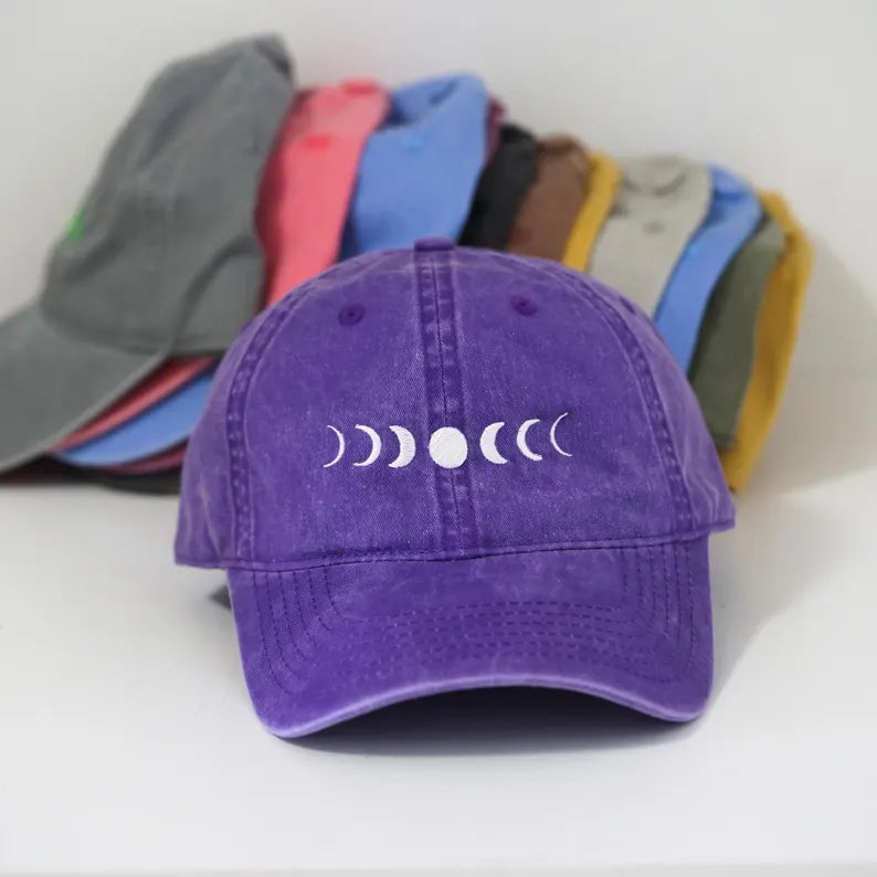 Moon Phase Embroidered Baseball Caps - Constellation Unisex Hat & Celestial Astronomy Sun Cap