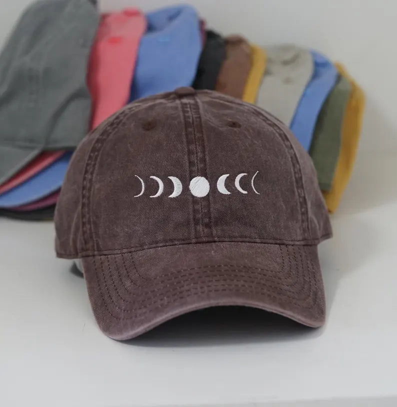 Moon Phase Embroidered Baseball Caps - Constellation Unisex Hat & Celestial Astronomy Sun Cap
