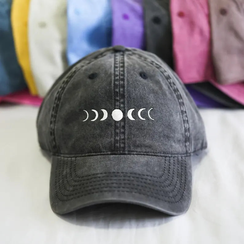 Moon Phase Embroidered Baseball Caps - Constellation Unisex Hat & Celestial Astronomy Sun Cap