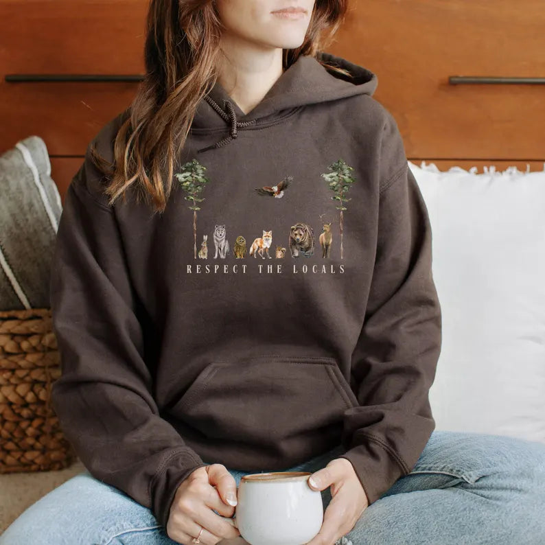 Woodland Creatures Forestcore Hooded Sweatshirt - Granola Girl & Cottagecore Forest Animal Hoodie