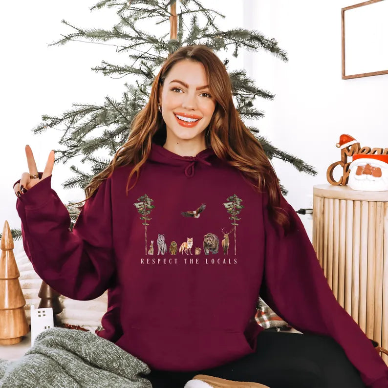 Woodland Creatures Forestcore Hooded Sweatshirt - Granola Girl & Cottagecore Forest Animal Hoodie