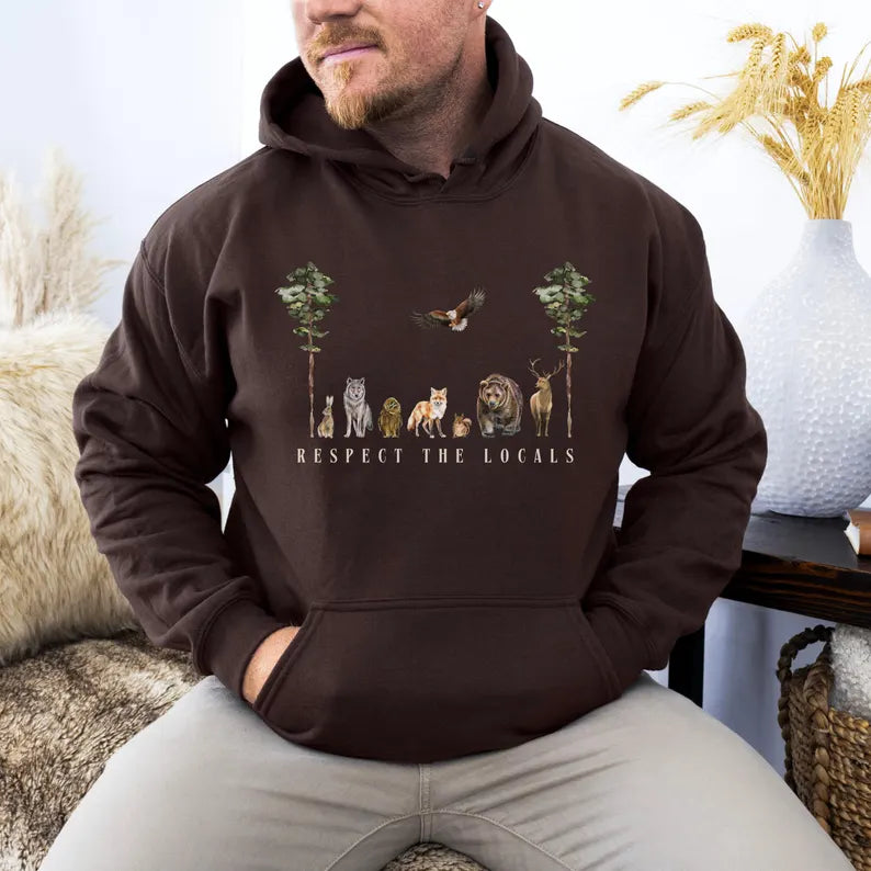 Woodland Creatures Forestcore Hooded Sweatshirt - Granola Girl & Cottagecore Forest Animal Hoodie