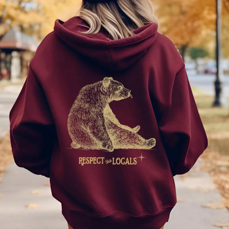 Respect the Local Wildlife Hoodie - Nature Hoodie & Granola Girl Forest Animal Sweatshirt