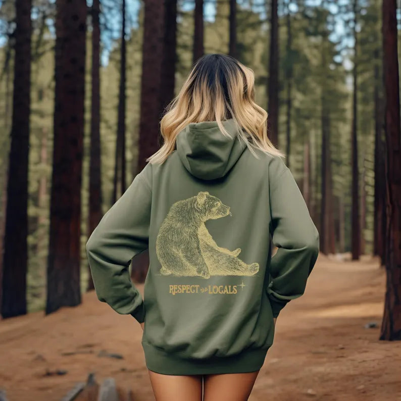 Respect the Local Wildlife Hoodie - Nature Hoodie & Granola Girl Forest Animal Sweatshirt