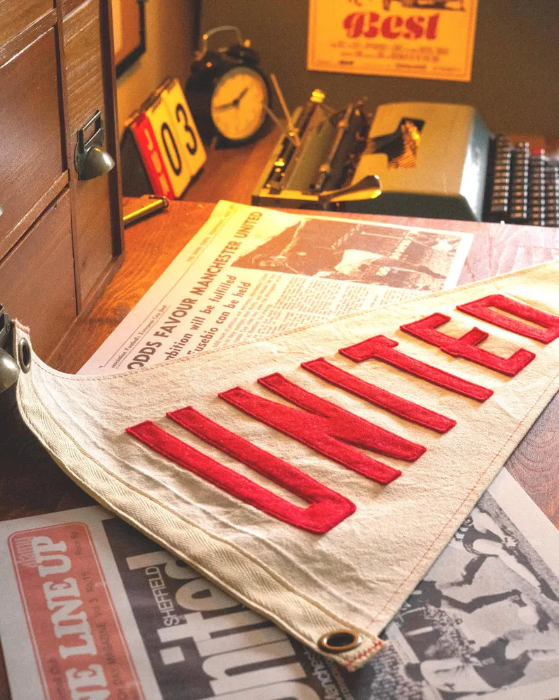 Retro Football Pennant Flag - Vintage Style Wall Decor & Sports Man Cave Felt Banner