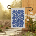 Thistle Block Print Home and Garden Flag - Vintage Wildflowers Porch Banner & Retro Blue Floral House Flag