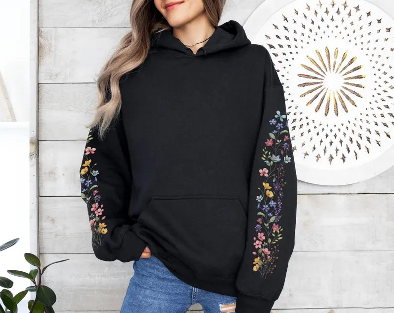 Wildflower Sleeve Design Hoodie