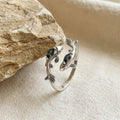 S925 Sterling Silver Zodiac Ring - Mystic Gemstone Fish Ring & Adjustable Vintage Celestial Jewelry
