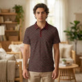 Teal Skull Pattern Polo Shirt - Edgy All-Over Print Performance Golf Polo & Modern Streetwear Shirt