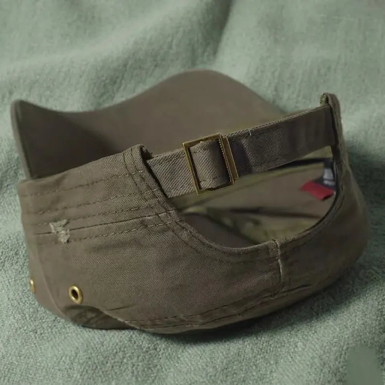 Vintage Cotton Flat Cap - Unisex Military Hat & Cadet Army Patrol Cap
