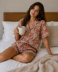 Cotton Block Print Short Pajama Set - Women Summer Casual Pajamas & Soft Breathable Sleepwear