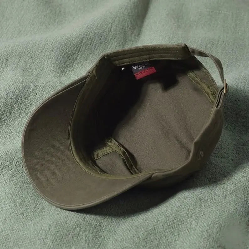 Vintage Cotton Flat Cap - Unisex Military Hat & Cadet Army Patrol Cap