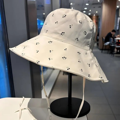Cherry Print Bucket Hat - Reversible Sun Hat & Cute Wide Brim Beach Summer Cap