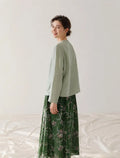 Linen Oversized Blouse - Long Sleeve Crew Neck Top & Breathable Loose Fit Linen Shirt