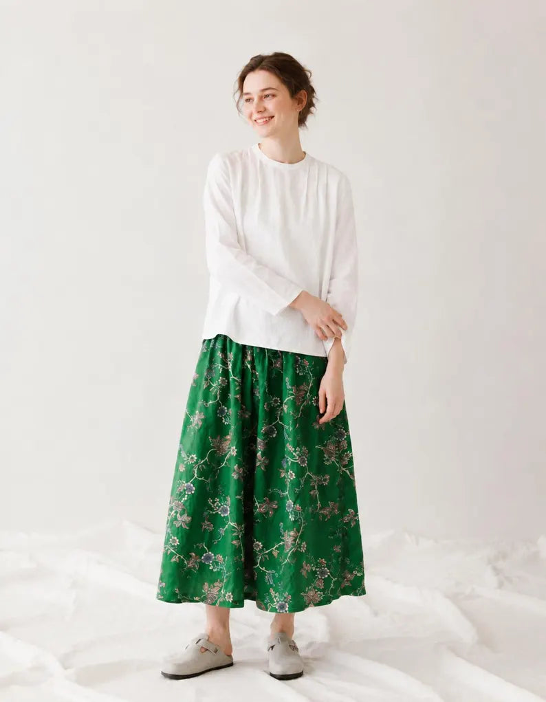 Linen Oversized Blouse - Long Sleeve Crew Neck Top & Breathable Loose Fit Linen Shirt