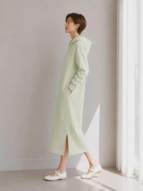 Cozy Cotton Blend Pullover Hoodie Dress