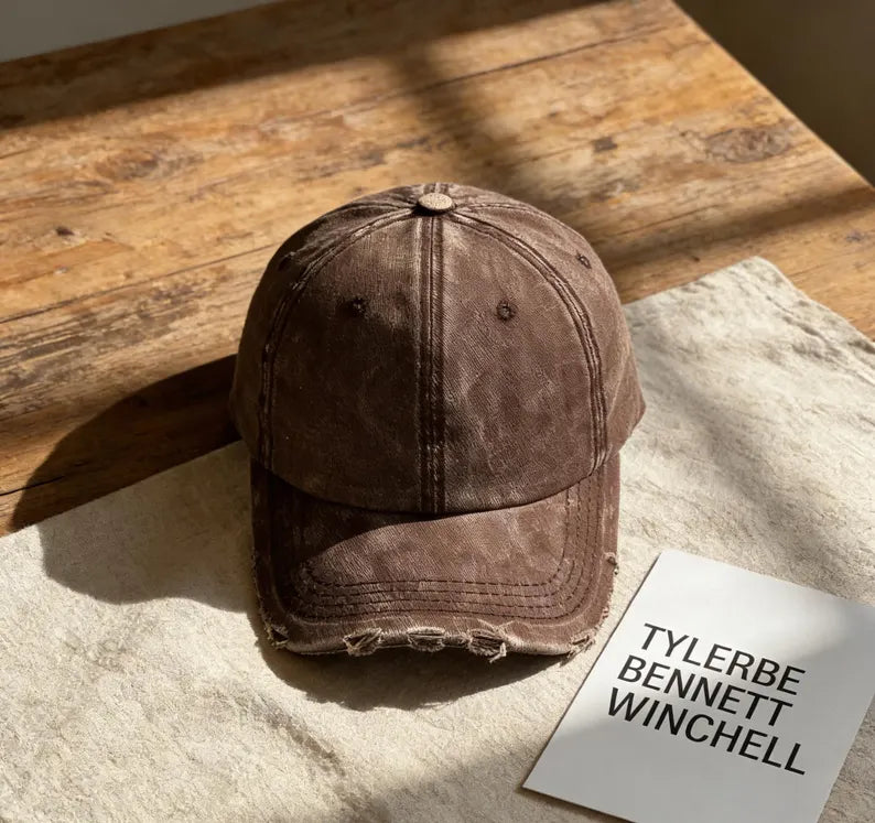 Vintage Distressed Denim Baseball Cap - Adjustable Dad Hat & Retro Washed Jean Sun Snapback