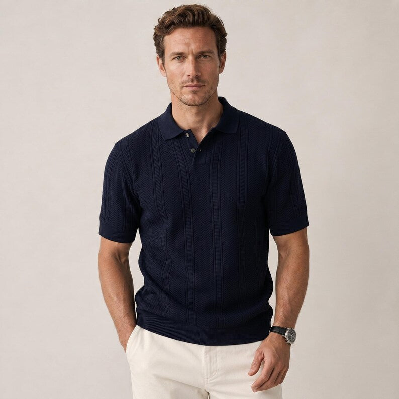 Old Money Style Knit Polo Shirt