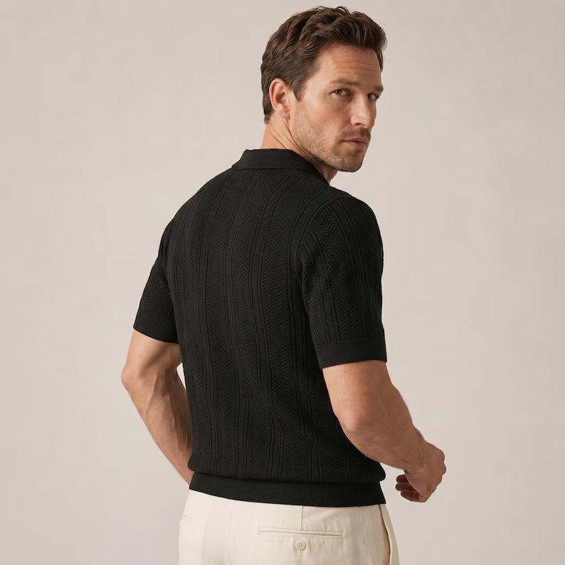 Old Money Style Knit Polo Shirt