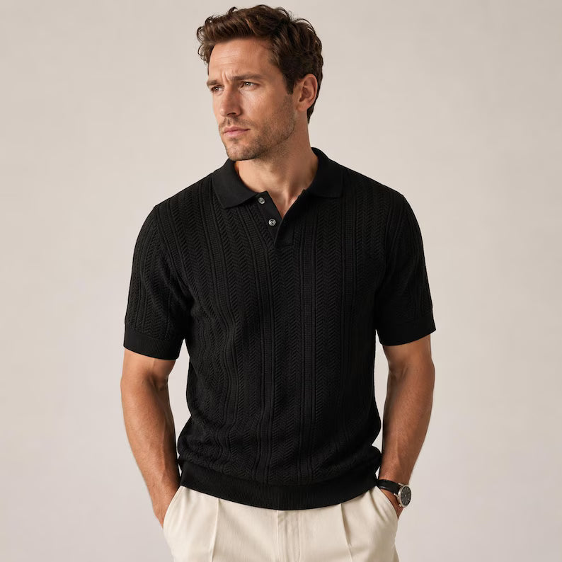 Old Money Style Knit Polo Shirt