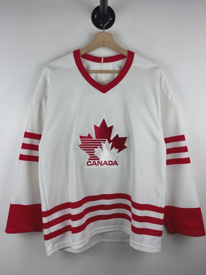 Vintage Hockey Canada White Hockey Jersey - Retro Canadian Ice Hockey Shirt & Unisex Sportswear