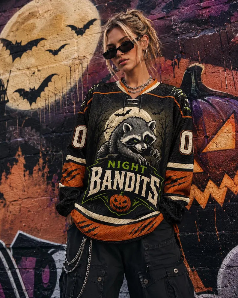 Personalized Halloween Hockey Jersey - Custom Name & Number Unisex Jersey & Spooky Halloween Sports Shirt